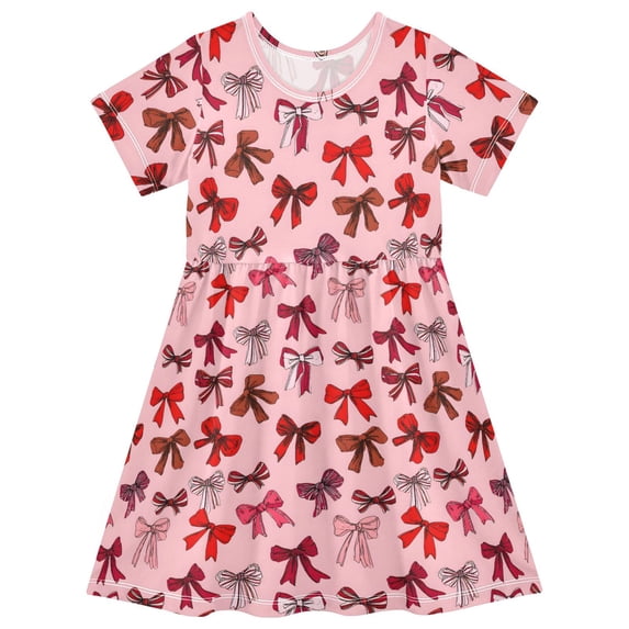 joogoo Bows Artistic Girls' Short Sleeve Dress Kids Dresses 3T