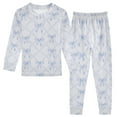 thumbnail image 1 of joogoo Bows Checkered Blue 2 Piece Long Sleeve Tee and Pants Cotton Pajama Set 6Y, 1 of 7