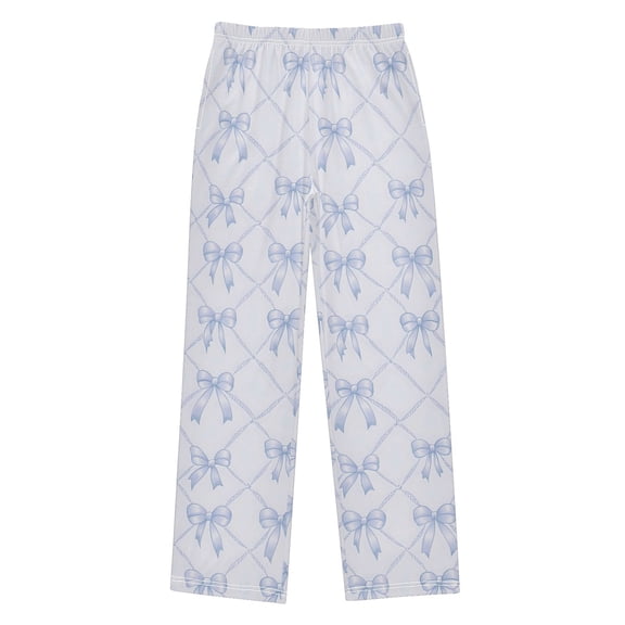 joogoo Bows Checkered Blue Kids Pajama Pants Pj Bottoms Boy Girls Sleepwear Lounge L