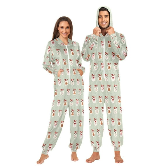 joogoo Bows Christmas Bears Unisex Adults Onesies Pajamas Jumpsuits M
