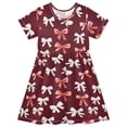 thumbnail image 1 of joogoo Bows Pattern Girls' Short Sleeve Dress Kids Dresses 4T, 1 of 8