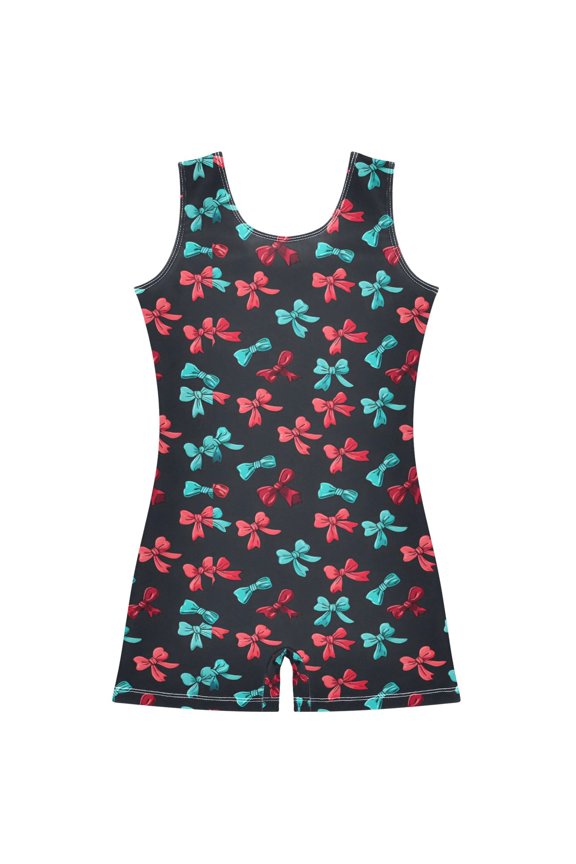 Bows Pattern-d1 Pattern Girls Leotards Gymnastics Tumbling Outfit Biketard Unitard 5-6Years