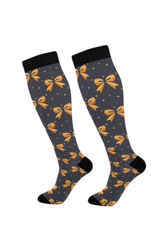 Bows Print Socks Women Men Knee High Sock