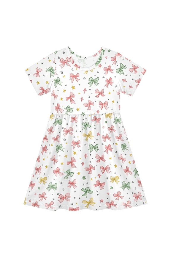 Bows Stars Girls' Short Sleeve Dress Kids Dresses 4T