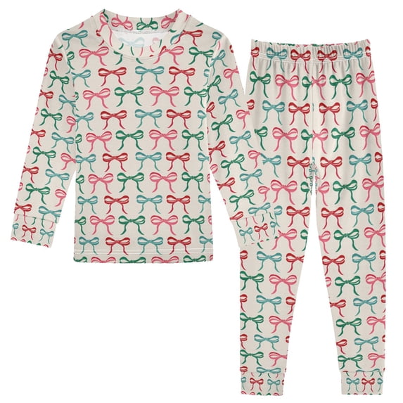joogoo Bows-b1 Pajamas Set Long Sleeve Soft Cotton Sleepwear 2 Piece 18M