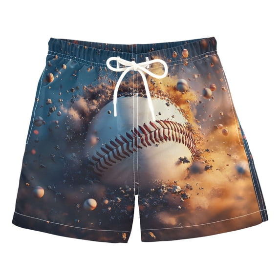 joogoo Boy Swim Trunks Baseball Burning Bathing Beach Board Shorts 4T