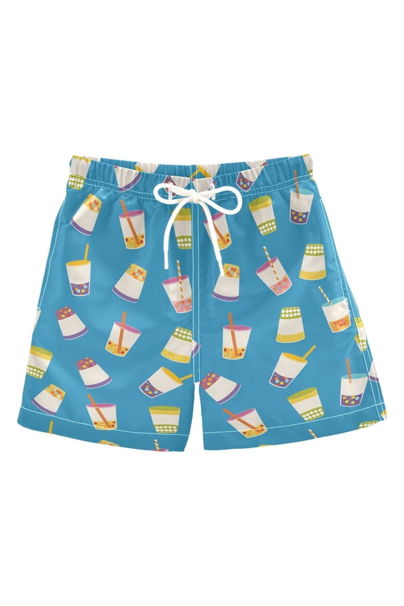Boy Swim Trunks Boba Bubble Tea Bathing Beach Board Shorts 5T