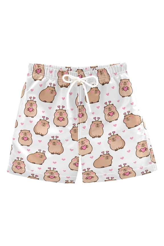 Boy Swim Trunks Capybara Thinking Bathing Beach Board Shorts 5T