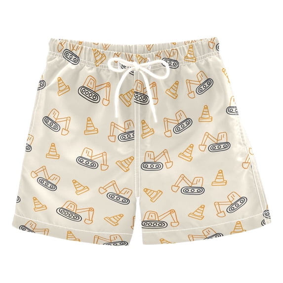 joogoo Boy Swim Trunks Construction Excavator Vehicles Bathing Beach Board Shorts M