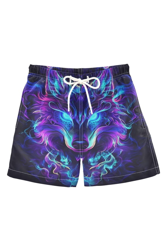 Boy Swim Trunks Cool Wolf Face Bathing Beach Board Shorts 5T