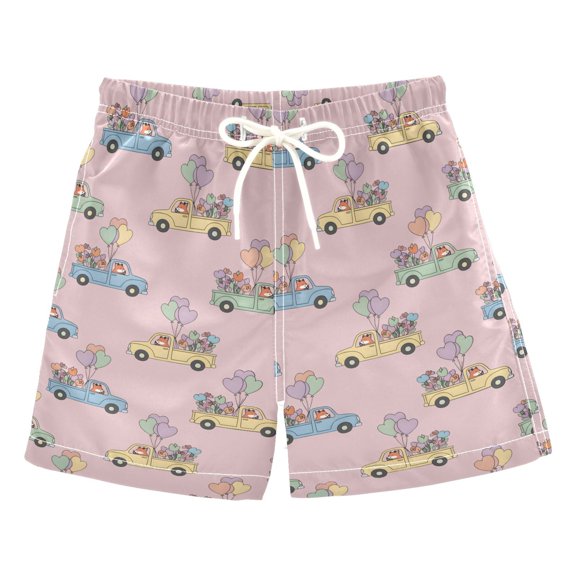 joogoo Boy Swim Trunks Cute Fox Driving Bathing Beach Board Shorts 3T