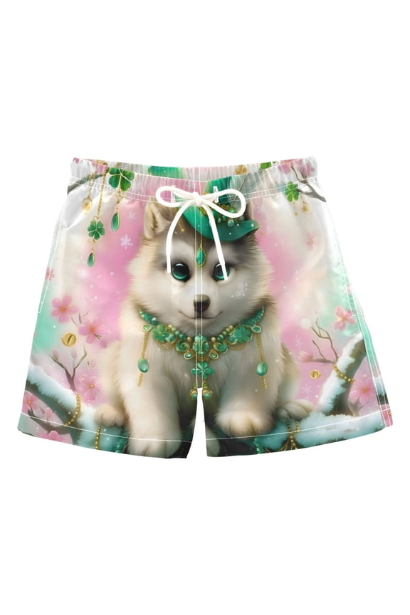 Boy Swim Trunks Cute Wolf Bathing Beach Board Shorts X-Large
