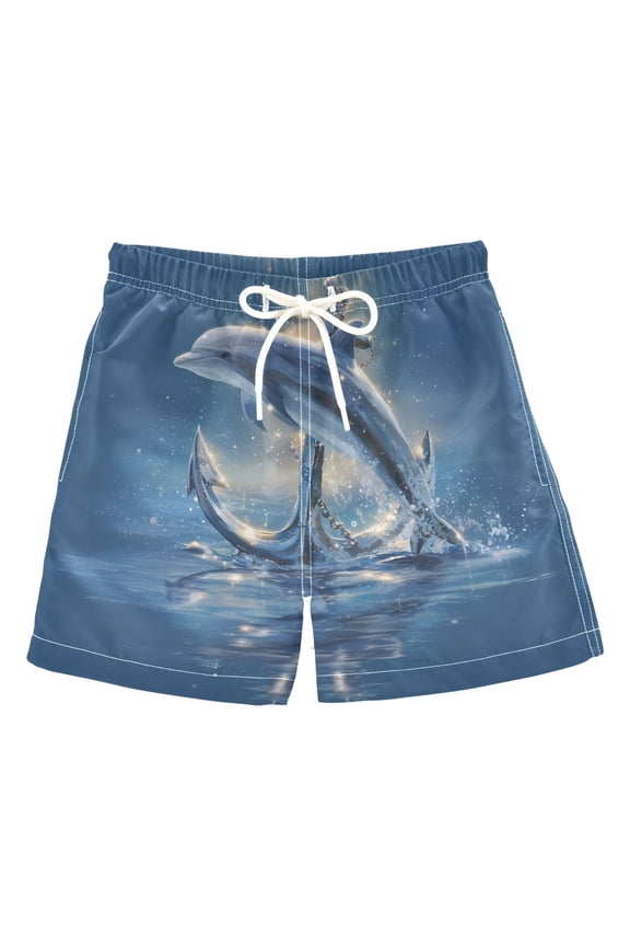 Boy Swim Trunks Dolphins Anchors Bathing Beach Board Shorts 5T