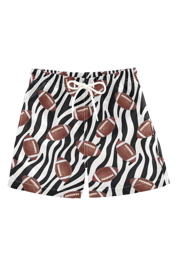 Boy Swim Trunks Football on Stripes Bathing Beach Board Shorts 4T