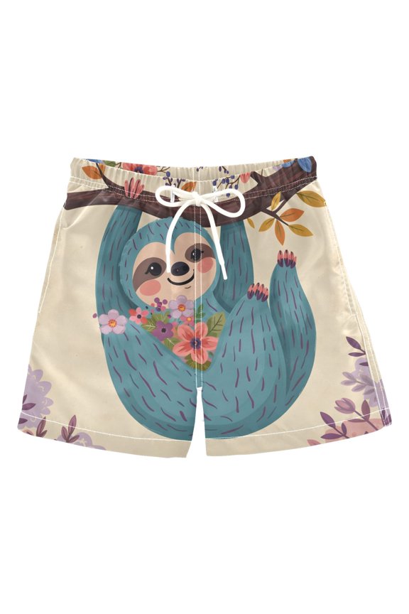 Boy Swim Trunks Funny Sloth Bathing Beach Board Shorts 5T