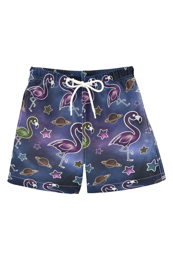 Boy Swim Trunks Galaxy Flamingo Bathing Beach Board Shorts 4T