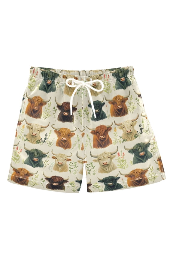 Boy Swim Trunks Highland Cattles Bathing Beach Board Shorts 3T