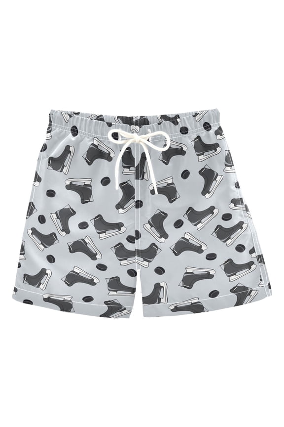 Boy Swim Trunks Ice Hockey Gray Skates Bathing Beach Board Shorts 5T
