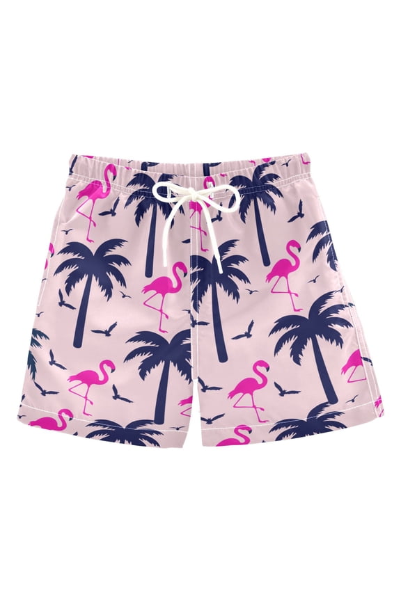 Boy Swim Trunks Palm Tree Flamingo Bathing Beach Board Shorts XL