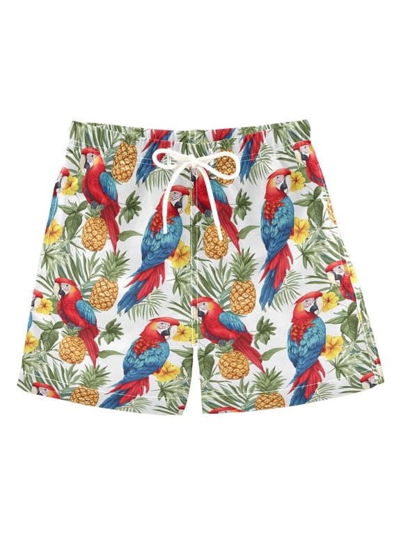 Boy Swim Trunks Parrots Pineapples Bathing Beach Board Shorts 2T