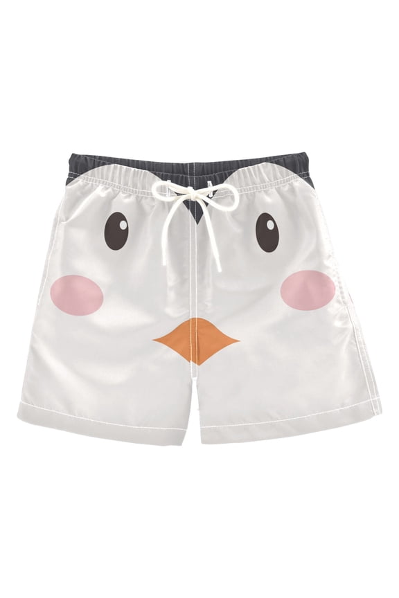 Boy Swim Trunks Penguin Face Bathing Beach Board Shorts 3T