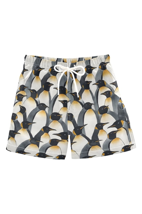 Boy Swim Trunks Penguins Pattern Bathing Beach Board Shorts M