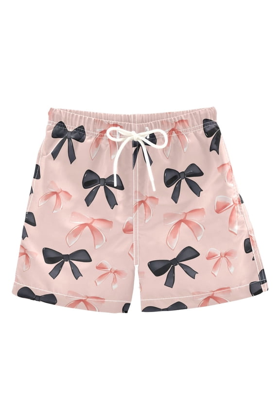 Boy Swim Trunks Pink Black Bows Bathing Beach Board Shorts 3T