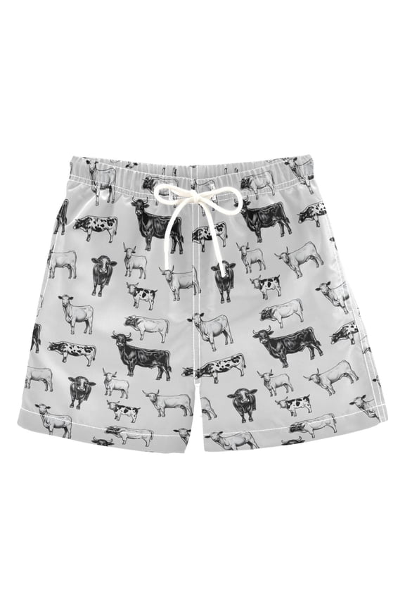Boy Swim Trunks Retro Highland Cows Bathing Beach Board Shorts 3T