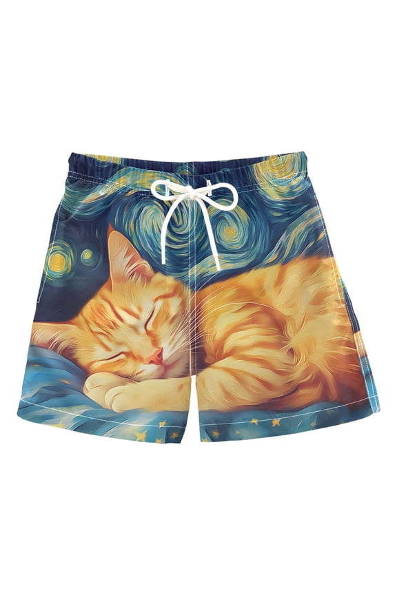 Boy Swim Trunks Sleeping Cat Bathing Beach Board Shorts 3T