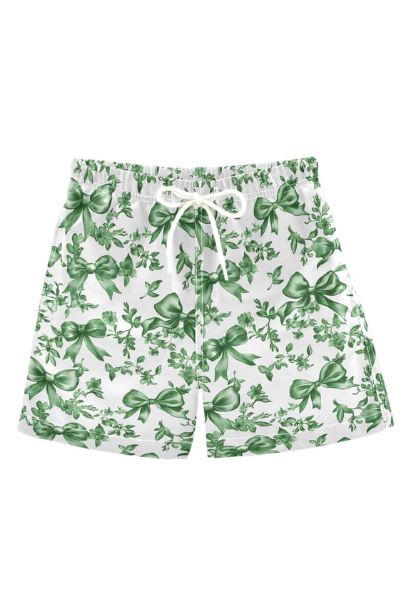 Boy Swim Trunks Vintage Bows Green Bathing Beach Board Shorts 4T