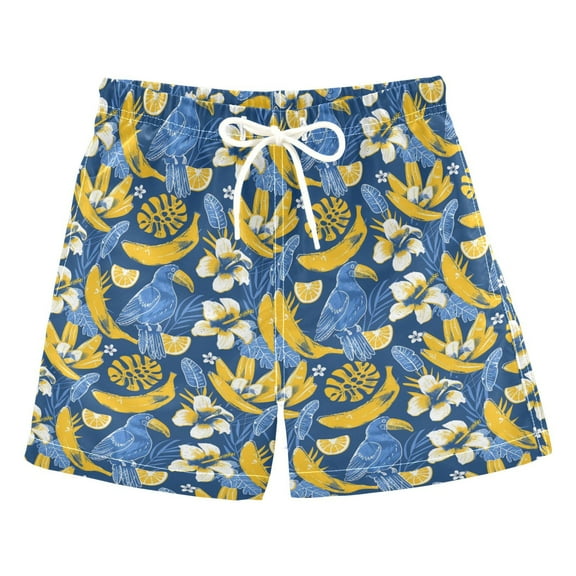 joogoo Boys Swim Trunks Abstract Birds with Summer Beach Board Shorts Drawstring Swimsuit 5T