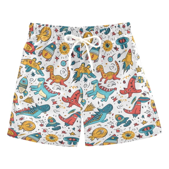 joogoo Boys Swim Trunks Abstract Cartoon Dinosaurs Beach Board Shorts Drawstring Swimsuit 5T