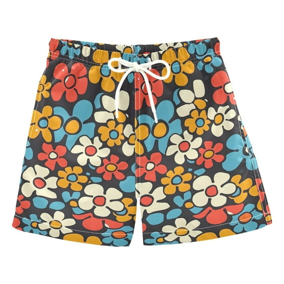 joogoo Boys Swim Trunks Abstract Floral Flowers Beach Board Shorts Drawstring Swimsuit 3T