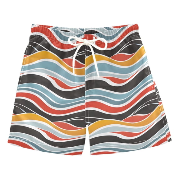 joogoo Boys Swim Trunks Abstract Graffiti Stripe Beach Board Shorts Drawstring Swimsuit 2T