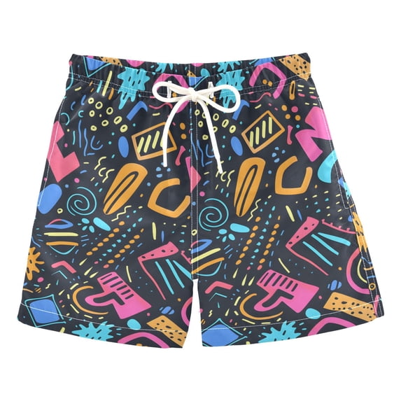 joogoo Boys Swim Trunks Abstract Modern Doodles Beach Board Shorts Drawstring Swimsuit 2T