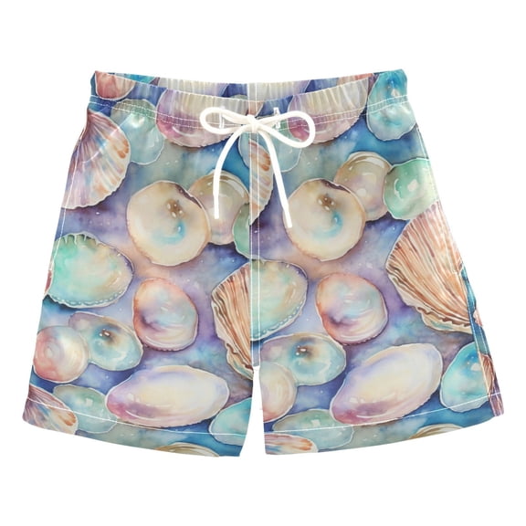 joogoo Boys Swim Trunks Abstract Seashells Beach Board Shorts Drawstring Swimsuit 5T