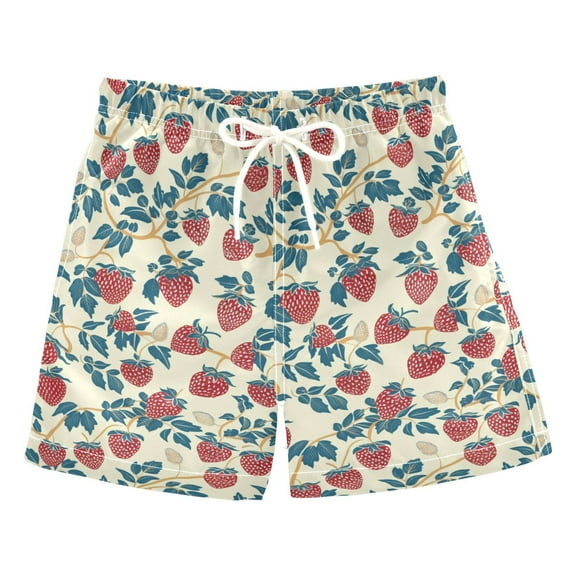 joogoo Boys Swim Trunks Abstract Strawberry Beach Board Shorts Drawstring Swimsuit 3T