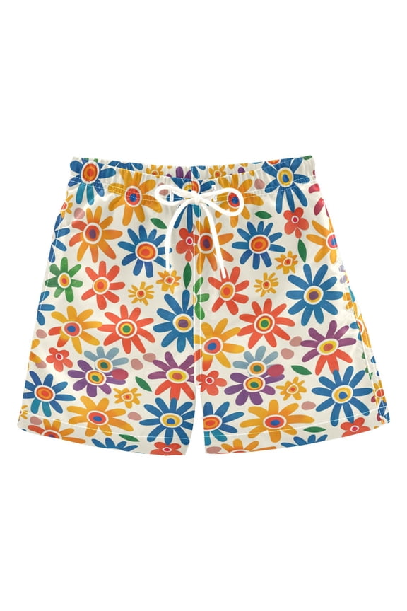 Boys Swim Trunks Abstract Sunflowers Beach Board Shorts Drawstring Swimsuit 2T