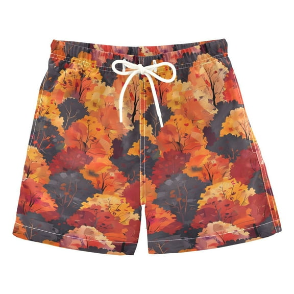 joogoo Boys Swim Trunks Autumn Trees Beach Board Shorts Drawstring Swimsuit 3T