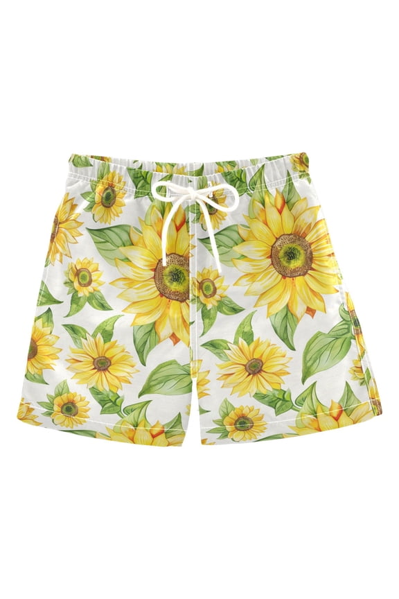 Boys Swim Trunks Beautiful Sunflower Beach Board Shorts Drawstring Swimsuit 4T