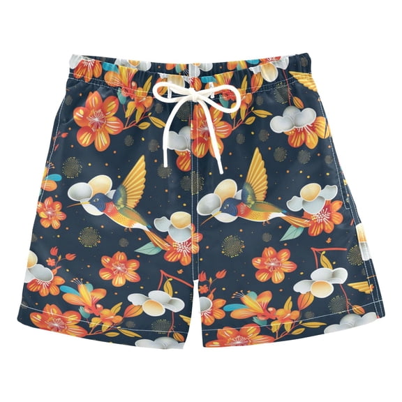 joogoo Boys Swim Trunks Birds with Flowers Beach Board Shorts Drawstring Swimsuit 5T