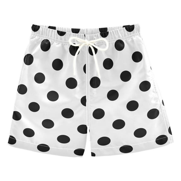 joogoo Boys Swim Trunks Black Polka Dots Beach Board Shorts Drawstring Swimsuit 3T