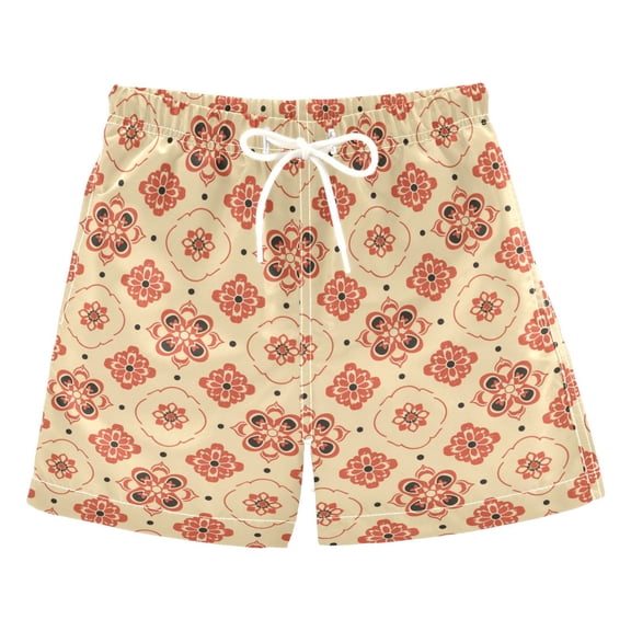 joogoo Boys Swim Trunks Boho Mandala Print Beach Board Shorts Drawstring Swimsuit M