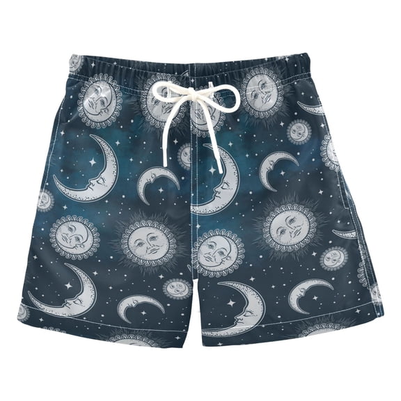 joogoo Boys Swim Trunks Bohomia Moon Sun and Stars Beach Board Shorts Drawstring Swimsuit 4T