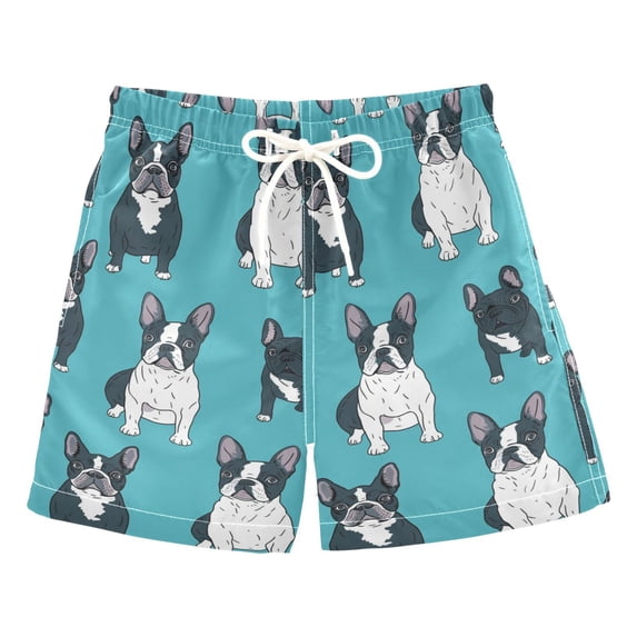 joogoo Boys Swim Trunks Bulldogs Cartoon Beach Board Shorts Drawstring Swimsuit 3T
