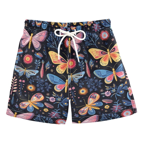 joogoo Boys Swim Trunks Butterfly Flowers Beach Board Shorts Drawstring Swimsuit 5T