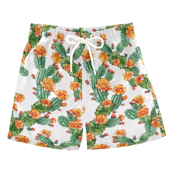 joogoo Boys Swim Trunks Cactus with Flower Beach Board Shorts Drawstring Swimsuit XL