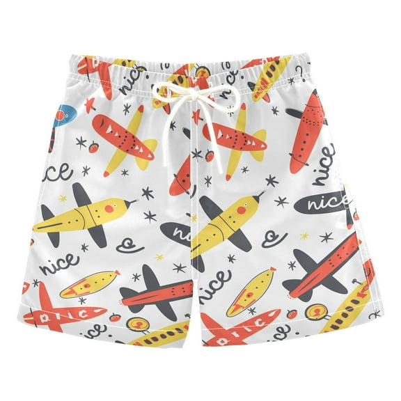 joogoo Boys Swim Trunks Cartoon Aircrafts Beach Board Shorts Drawstring Swimsuit 3T