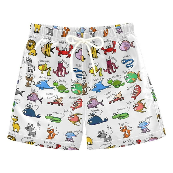 joogoo Boys Swim Trunks Cartoon Animals Beach Board Shorts Drawstring Swimsuit 4T