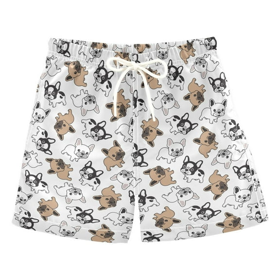 joogoo Boys Swim Trunks Cartoon Bulldogs Beach Board Shorts Drawstring Swimsuit 5T